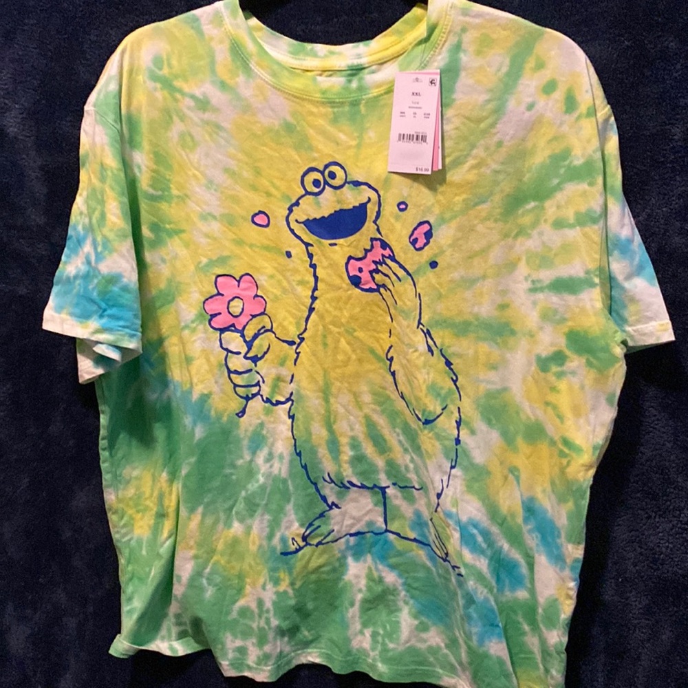 NWT Sesame Street tie dye 🍪 monster top xxl